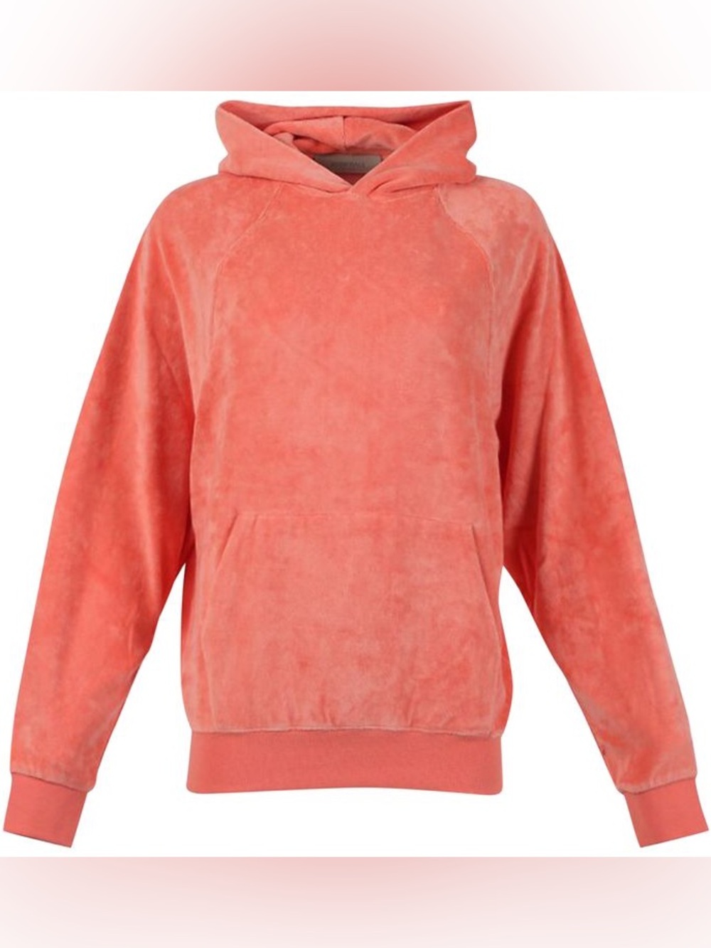 Fear of God Essentials Velour Hoodie Coral Pink Orange Raglan Pullover Medium